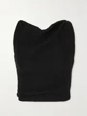 [Faithfull] Faithfull - + Net Sustain Dione Cropped Rope-trimmed Linen-blend Top - Black - x small x small Black