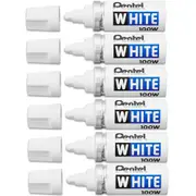 Pentel 100W B Permanent Marker Broad Thick Bullet Tip White Pack 6
