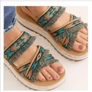 Teva Flatform Ceres Sandals in Double Diamond Teal Blue Size 8, New