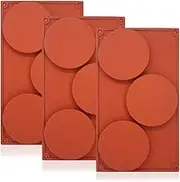 SourceTon 3-Cavity Large Round Silicone Disc Cake Mold, 3 PCS Pack Non-Stick Baking Molds Cake, Candy, Soap