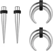 [BodyAce] 4Pcs Septum Pincher Ear Tapers, 16G 14G 12G 8G 6G 4G 2G Body Piercing Assistant Tool, Surgical Steel Insertion Pin for Ear Nose Nipple Lip Stretcher