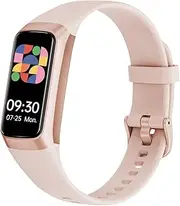 Fitness Tracker with Heart Rate Monitor, 1.1" AMOLED Screen Smart Watch, Activity Tracker, Pedometer, Sports Bracelet with Calorie Counter, Sleep Monitor, 5ATM Waterproof for Women Men (Pink)