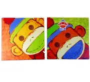 Monkey Canvas Print Kids Bedroom Decor Monkeying Around Orange Yellow Blue Set 3