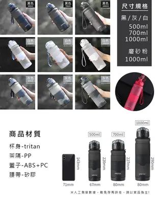 【美國進口材質Tritan防摔運動水壺-700ml】防摔水壺 矽膠水瓶 運動水杯 水壺 水瓶 健身杯 (3.4折)