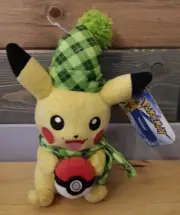 New Cute Tomy Pokemon Pikachu Christmas Plush W/ Poke Ball