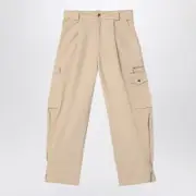 [Chloé] Beige Cotton Cargo Pants 14 Y Beige