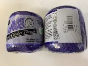 Two Aunt Lydia's Classic Crochet Thread Size 10 Violet 350 Yds
