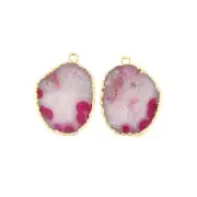 Attractive Natural Geode Druzy Gemstone Brass DIY Single Bail Connector Pair