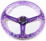 TRUSTTWO Refits 14 Inch 350mm Shallow Concave Racing Steering Wheel/Acrylic Steering Wheel with Luminous Color Frame The New (Color : Purple)