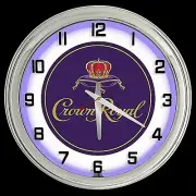 16" Crown Royal Whisky Logo Sign Purple Neon Clock Man Cave Bar Garage