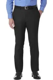 Kenneth Cole Reaction Mens Slim-Fit Gabardine Dress Pants 33 x 32 Black