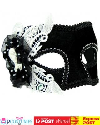 Black Lace Masquerade Eye Mask Venetian Mardi Gras Burlesque Showgirl