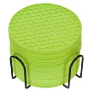24 Pcs Silicone Coasters with Holder, 4 Inch Round Coaster for Drink, Green