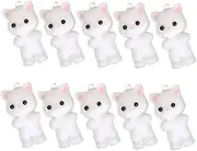 [SHERCHPRY] Kitten Accessories Jewelry Making Charms Cat Bag Pendants Cute Cat Charms Flocking Animal Charm Plush Animal Key Chain Plush Cat Pendants Stuffed Cat Keyring White Resin