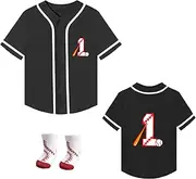 [NICNZQI] Baby Boy 1st Birthday Outfit Toddler Baseball Jersey Boys One Year Old Birthday Party Shirt with Socks