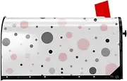 Pink Gray White Modern Polka Dot Pattern Magnetic Mailbox Covers,Post Box Cover Standard Size 21x18 Inches For Outdoor Garden Home Decor