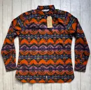 Woolrich Keystone Pattern Chamois Shirt Women's Sz M Aztec Western Geometric