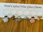 "TEA TIME" SET OF 6 HAND CRAFTED WINE GLASS CHARMS