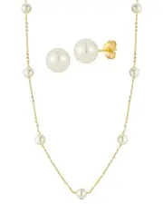 Glaze Jewelry 14K Over Silver 6mm Pearl Necklace & Earrings Set
