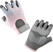 [hisptgo] Bike Gloves for Women Cycling, Anti-Slip Silicone Palm Half Finger Ladies Exercise Gloves Shock-Absorbing Workout Gloves for Women Gym, Mountain, Road, Bicycle and Weight Lifting