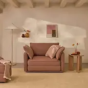 [koala] Sofa Bed 1.5 Seater Single, Convertible Folding Sleeper Couch with Angled Backrest and Cushioned Armrests for Living Room, Spare Room and Guest Room, Sunset Rust