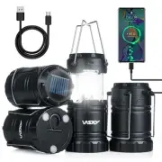 Solar Camping Lantern 4-Pack - Rechargeable LED Lights, Magnetic Base & Folda...