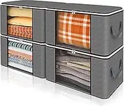 Dresser Drawer Organiser Divider, Wardrobe Cupboard Foldable Drawer Organiser, Fabric Storage Closet Boxes, Clear Window, Sturdy Zippers (4 Pack)