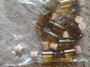 Craft bottles over stock lot #2 Brown glass miniatures with corks 10 count