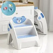 Jolada Australia Folding Step Stool, Toddler Step Stool for Bathroom Sink, Faucet Extenders, 2 Step Stool for Kids to use in Kitchen Counter Nursery Bedroom (1,SS Baby Blue)