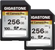 Gigastone 256GB 2-Pack SD Card V30 SDXC Memory Card High Speed 4K Ultra HD UHD V