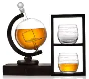 Executive Computer Whiskey Decanter Set with Glasses, Liquor Decanter Shelf p...