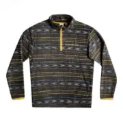 New Quicksilver Fleece Striped Print Men's Medium 1/4 Zip & Pockets Blue Yellow