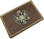 [BR44] BP0243V04 Monte Flag Embroidered Patch Gold Border Uniform Kart Kimono, Hook Fasteners Attach to Tactical Hats and Gears