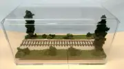HO SCALE 9" SINGLE TRACK DISPLAY CASE :"SUMMER SCENE"-FOR ANY HO TRAIN