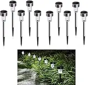 EZONEDEAL Solar Lights Outdoor Garden Led Light, Outdoor Landscape Lights Stainless Steel for Pathway,Lawn, Patio, Yard,Path,Walkway Decoraiton (10PCS - Cool White)