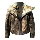 Cache Vegan Fur Leather Suede Jacket Coat New NWT L Front Zip MINK LINED $278