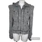 Fab’rik Hooded Blazer Gray Silver Tweed M Zippered Axley Jacket NWT New