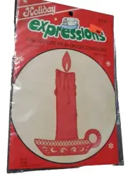 NOS Sealed Dritz Holiday Expressions Iron-On Appliqué Kit 75010 Red Candle