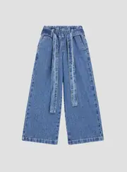 GUESS Blue Denim Paper Bag Pants Size: 7, Cotton