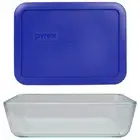 Pyrex (1) 7210 3-Cup Glass Dish and (1) 7210-PC Cadet Blue Lid