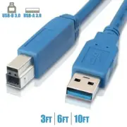 3 6 10FT USB-A 3.0 Male to Type B Male Printer Scanner Cable Converter Cord Blue