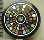2' black Marble side Coffee corner Center Table Top inlay multi stone design