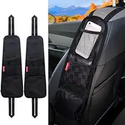 Luckybay Car Seat Side Organizer, 2 Pack Auto Seat Storage Hanging Bag, Phones, Drink, Stuff Holder with Mesh Pocket for Cars, SUV & Truck Black - 2 Pack