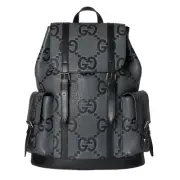 GUCCI Large Jumbo GG $3890 Grey And Black Leather Backpack New & Authentic