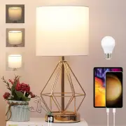 Table Lamp with USB Port, 3 Way Dimmable Touch Lamps for Nightstand, Modern S...