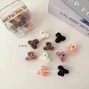 Set of 10: Acrylic Hair Clips EM0614 - Hair Clamp - 10 Pcs - Bow - Multicolor - Beige & Black & Brown - One Size