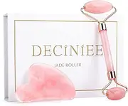 Deciniee Jade Roller and Gua Sha Tools Set - Anti Aging Rose Quartz Roller Massager - 100% Real Natural Jade Roller for Face, Eye, Neck - Beauty Jade Facial Roller for Slimming & Firming