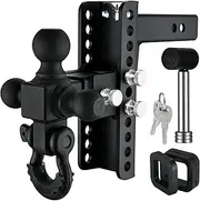Goldy TRAILERHITCH Adjustable Trailer Hitch, 8" Drop Hitch Fits 2-in Receiver, Heavy Duty Tow Hitch with Tri-Ball&Rotatable Shackle, 1-7/8" & 2" &2-5/16" Ball, Black