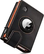 [LORZOR] Design for Airtag Wallet, Slim Wallet with Coin Compartment, Men's Genuine Leather, RFID Blocker Wallet, Men's Card Case, Space for 10 Cards, Wallet