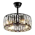Modern Bladeless Ceiling Fans Crystal Chandelier Remote 3-Speeds Light Fixtures